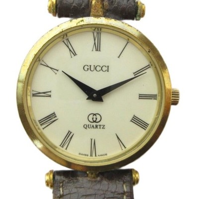 Gucci Quarzuhr Sherry Line Leder Roman Gold aus Japan