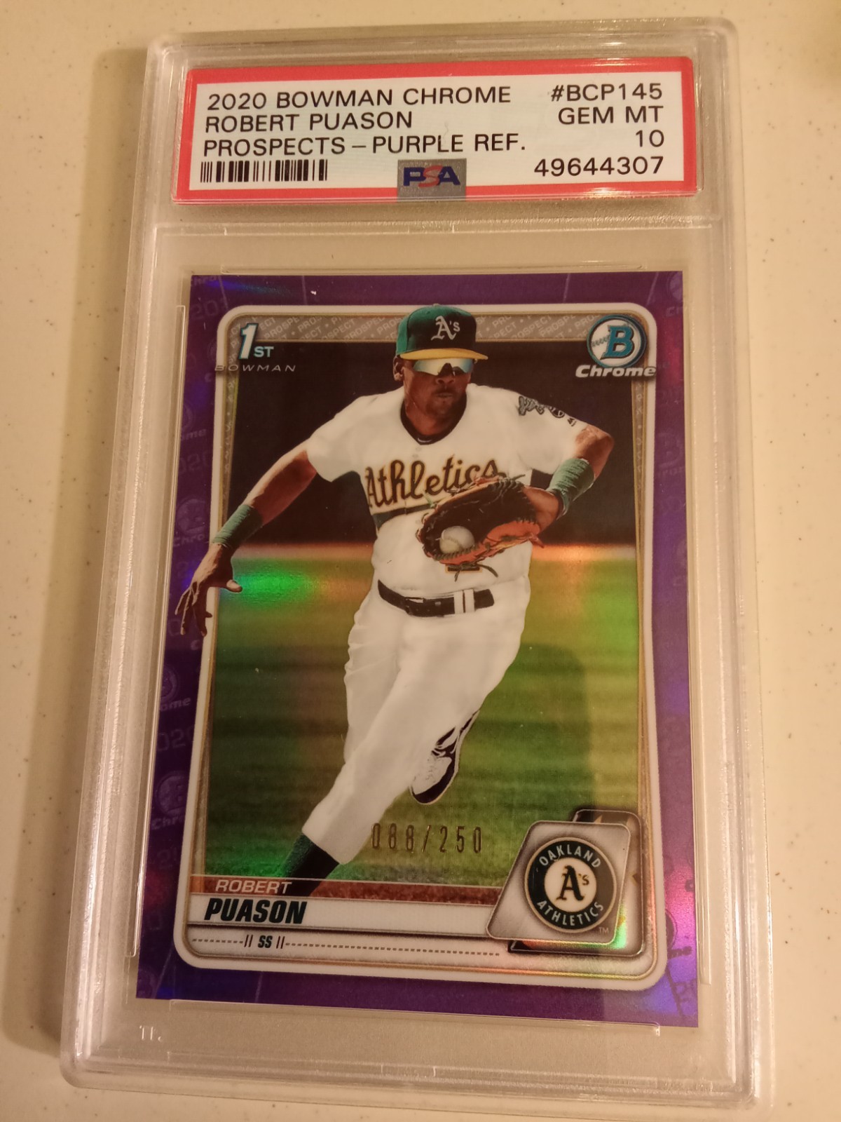 2020 Bowman Chrome #88/250 Robert Puason PURPLE REFRACTOR #BCP-145 Graded PSA 10