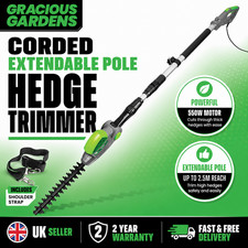 Gracious Gardens Electric Hedge Trimmer Long Reach 2.5m Telescopic Pole Cutter