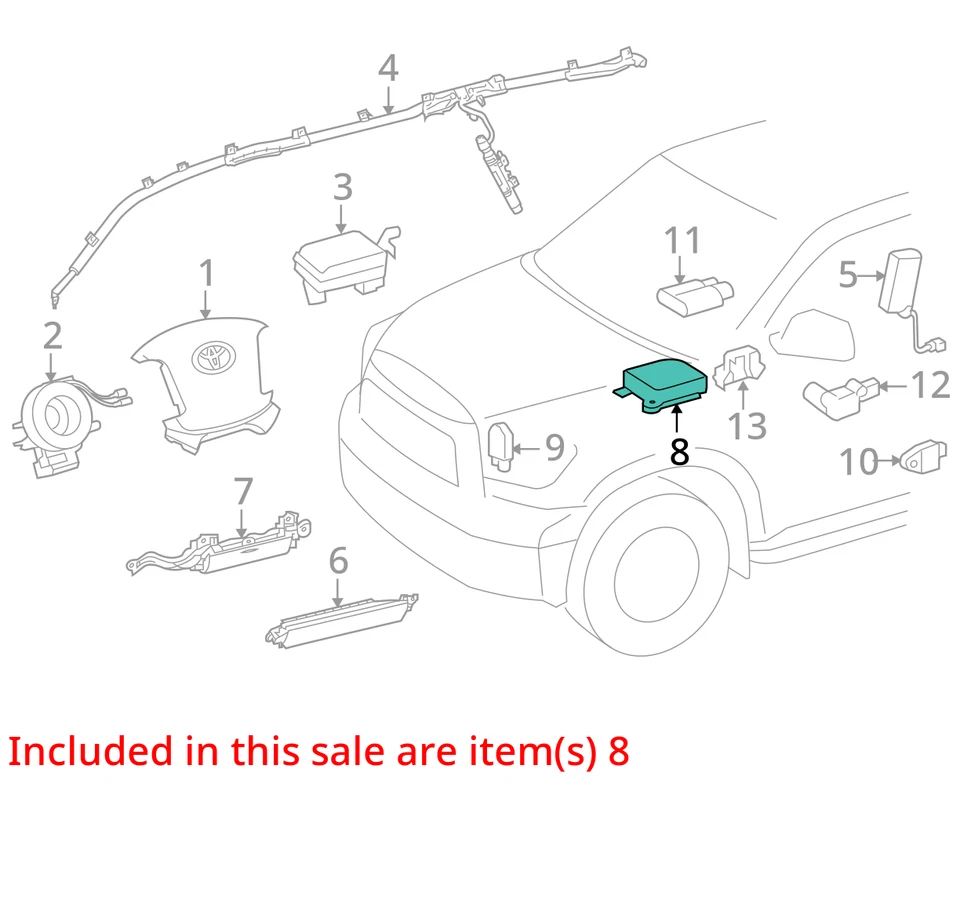 Módulo de control de bolsa de aire de airbag Toyota Sequoia 2010 2011 2012 OEM Foto 4 de 4