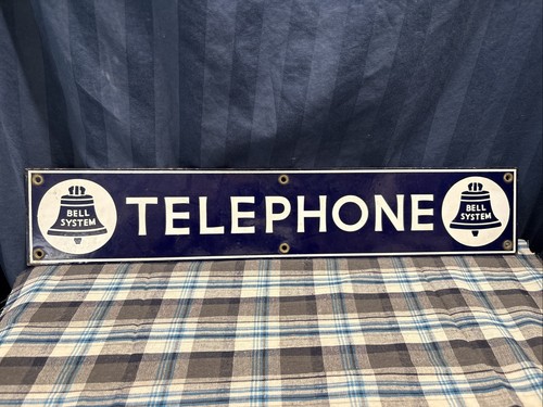 1939 Original Bell System Telephone Porcelain Sign  Vintage     S2