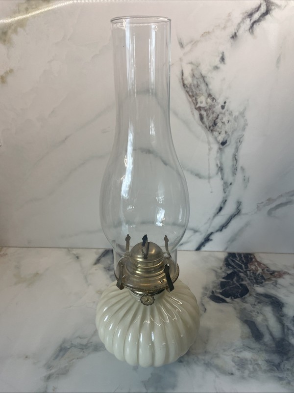 Lamplight Farms Ribbed Milk Glass Base Oil Lamp