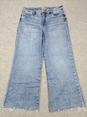 KUT From The Kloth Meg Fab Ab Wide Leg Jeans Womens 12 Blue Wash Stretch Denim
