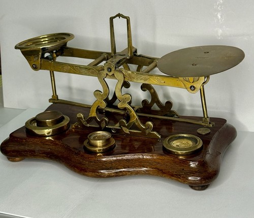 JAMES & EDMUND RATCLIFF MAKERS VICTORIAN SOLID BRASS POSTAL OR GOLD SCALE - Picture 5 of 8