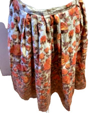 Vintage 1960s Floral A-Line Skirt Mod Orange Homemade