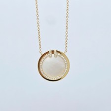 Tiffany T Mother-of-pearl Diamond Pendant Necklace, 18ct Yellow Gold, Medium