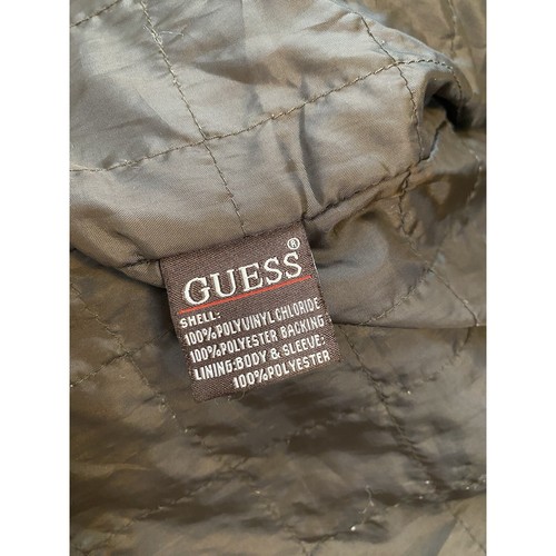 Guess Mens Medium Faux Leather Jacket Dark Brown Motorcycle Coat Acid Wash EUC - Picture 5 of 6