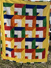 Baby Quilt Handmade Bright Patchwork 37  x 44" Cotton Polyester New