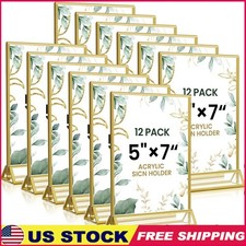 Elegant Gold Acrylic Table Number Holders Double Sided 5x7 Stand 12 Pack New