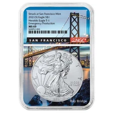 2021 (S) $1 American Silver Eagle NGC MS69 Emergency Production San Francisco