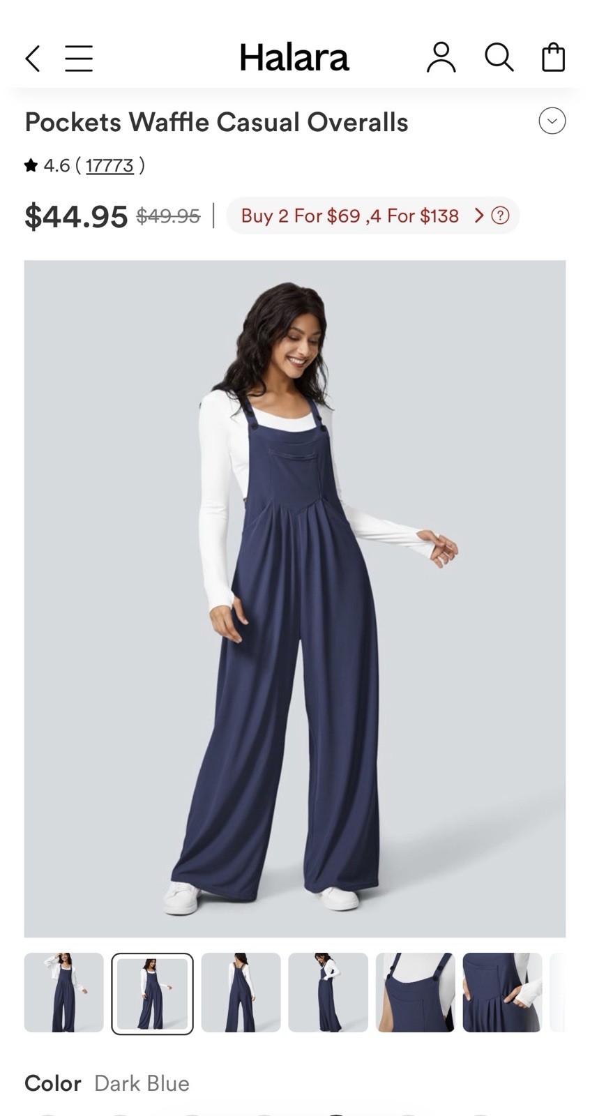 Halara NWT Dark Blue Adjustable Multiple Pockets … - image 1