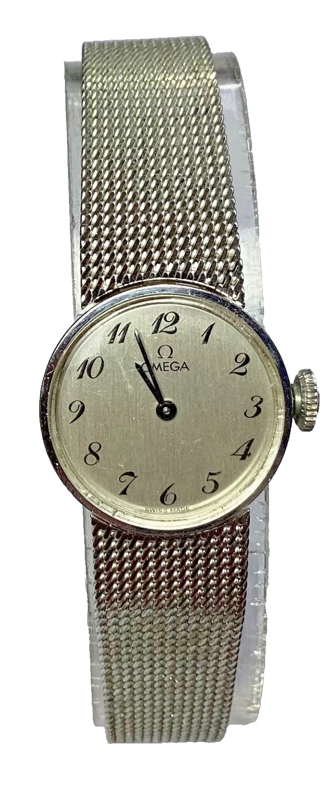 Vintage Omega Ladies Watch 10k Gold Filled Case & Mesh Band Manual Wind Works!