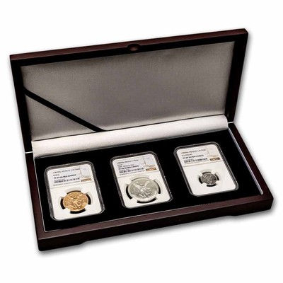 銀貨セット 1989 Mexico Proof Libertad Set (Platinum, Silver, Gold) NGC w/COA