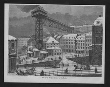 1884 - Ascensore Elevatore Stockholm Incisione Su Legno