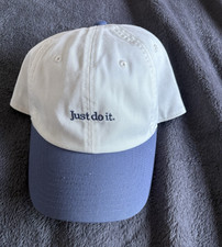 Nike Club Unstructured JDI Logo Baseball Cap M/L Adjustable White Blue