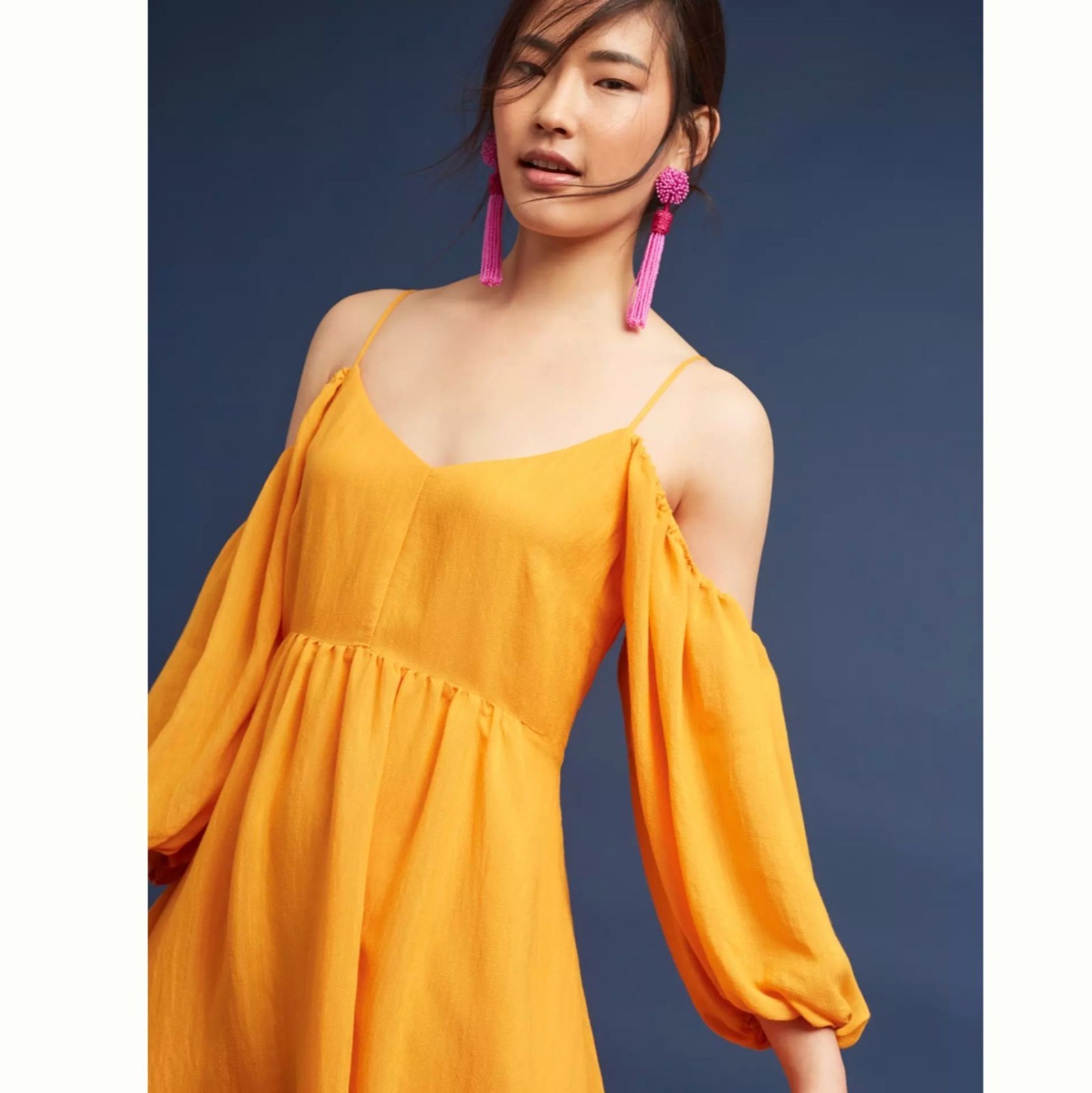 NWT Anthropologie Moulinette Soeurs Carina Open Shoulder Mango Orange Dress XL thumbnail 3
