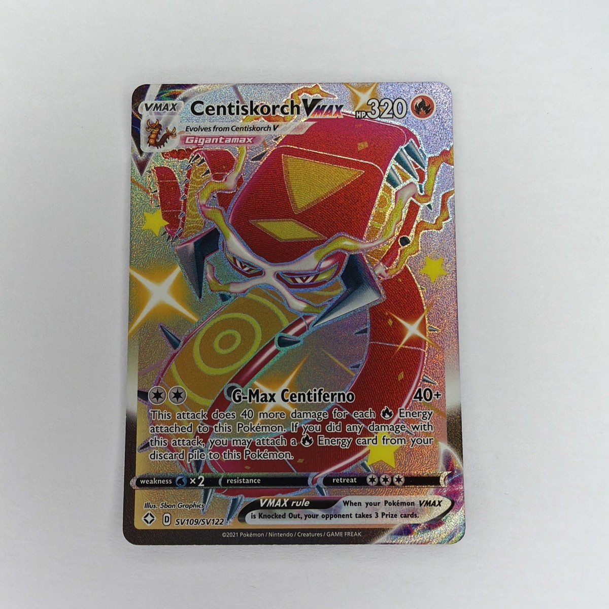centiskorch vmax pokemon card value Pokemon Centiskorch VMAX SV109/SV122 Shining Fates: Shiny Vault Holofoil  card NM