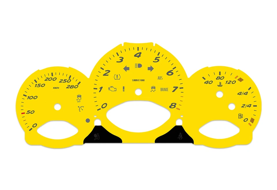 Porsche Boxster 987.2 Yellow - Speedometer gauges from MPH to km/h Cluster Discs - Image 2 of 4