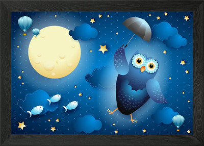 Fliegende Eule am Himmel gerahmtes Wandbild Poster Leinwanddruck Bild