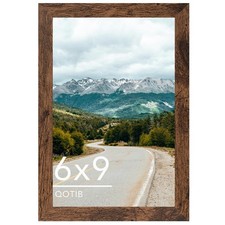 6x9 Picture Frame Deep Brown for Wall Hanging or Tabletop, Wood 6 x 9 Frame P...