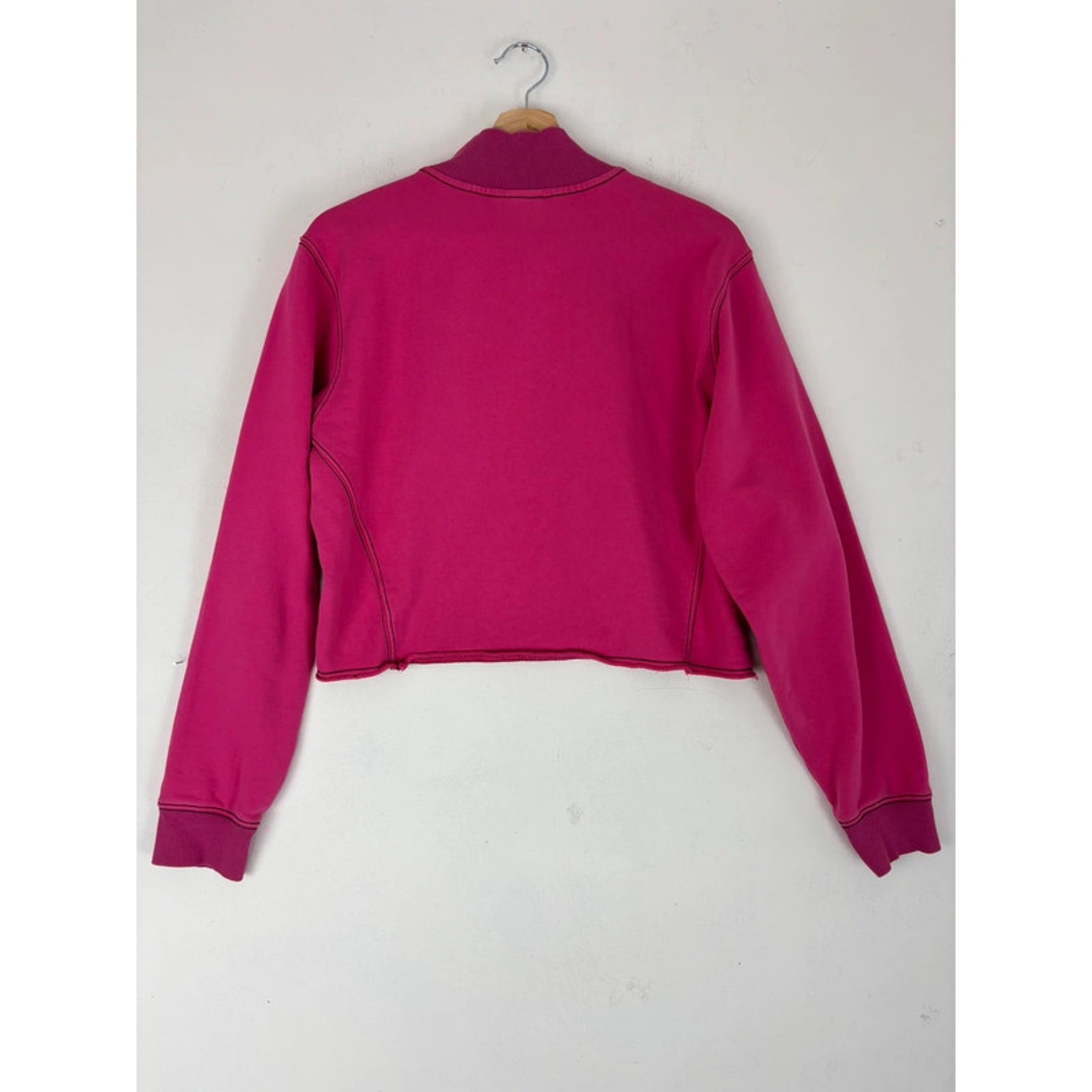 Vans Thread It Pink Half Zip Mock Neck Crop Sweatshirt Size M 00523 image 2