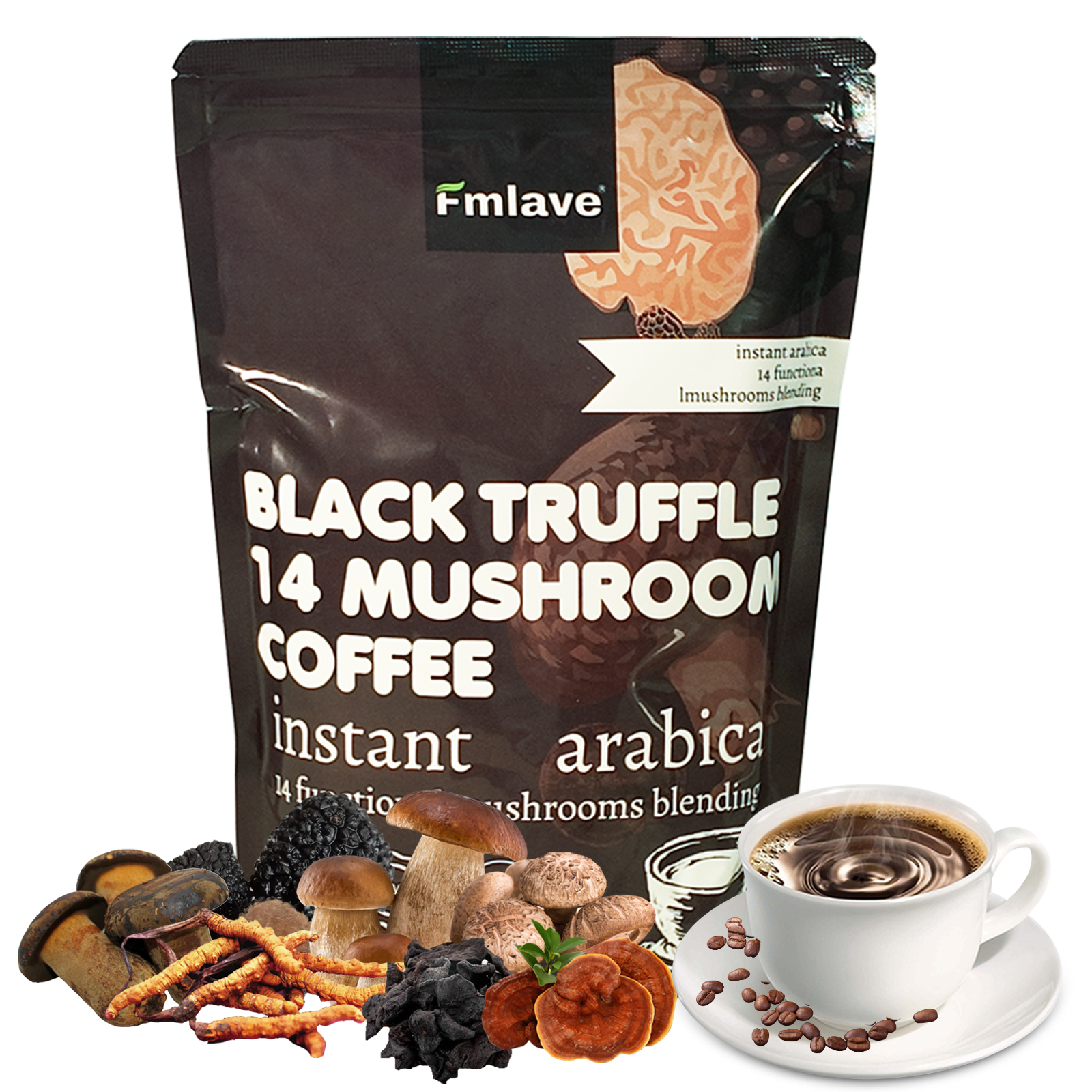 Organic Lions Mane Mushroom Coffee Powder Boost Energy Support Focus Memory 14oz