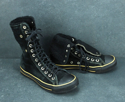 Converse Sneaker All Star XHI Chucks Gr. 37,5 Leder schwarz Suede Fell FS155