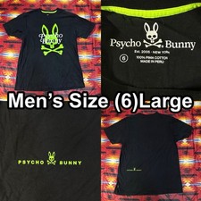 Psycho Bunny Black T-Shirt Mens Size 6 Large Pima Cotton