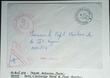 POSTE NAVALE   FRANCE CACHET MARINE MILITAIRE  OBLITERATION POSTE ENVELOPPE 105