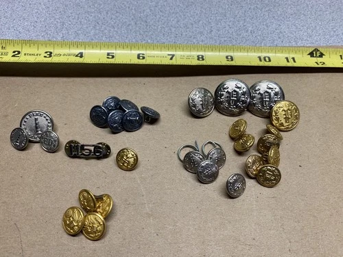 Vintage Waterbury Button LOT 28+ Pin Police Fire Dept Michigan Seal