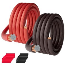 0 Gauge AWG Power Ground Wire Cable 15 Ft Each-Red/Black Translucent, Automot...