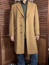 Hart Schaffner Marx Silver Trumpeter Wool Cashmere 3/4 Trench Over Coat Mens 42