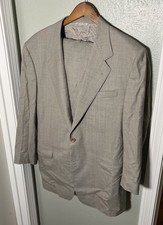 Vintage Canali Beige Wool 2 Pc Suit Jacket Pants US Mens 42S Pants 32x31 - ITALY