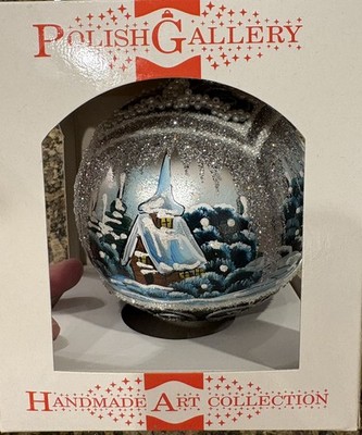 Polish Gallery Handmade Christmas Ornament Blown Bauble Hand Painted Poland