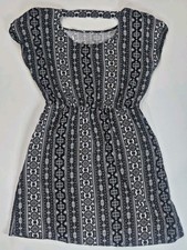 Pink Republic Mini Sun Dress Small Black White Geometric Lightweight Summer