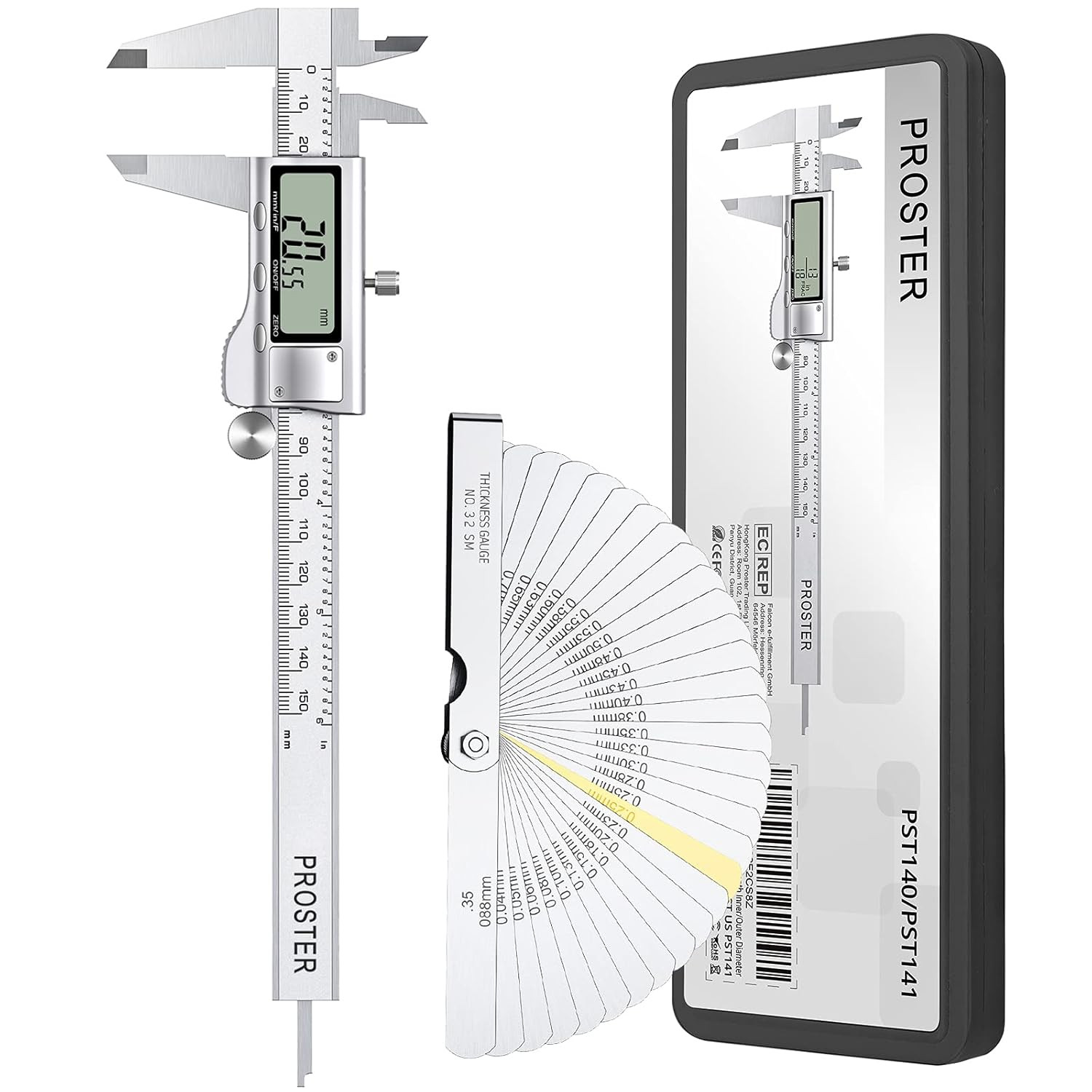 Calibro per Misurazioni Acciaio Inossidabile 150mm e Spessimetro F