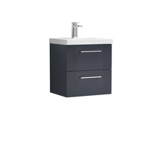 Image of Partial Fluted 2 Drawer Wall Hung Vanity Unit with 1 Tap Hole Thin-Edge Basin- 5