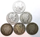 (6) Barber Half Dollars - AG/Good - 1899-1907 Range - #9835DAC