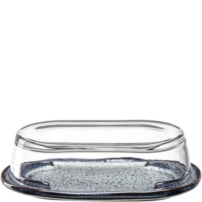 Leonardo Matera Butterdose Keramik mit Glasdeckel 20,6x7,7x12,6cm Anthrazit