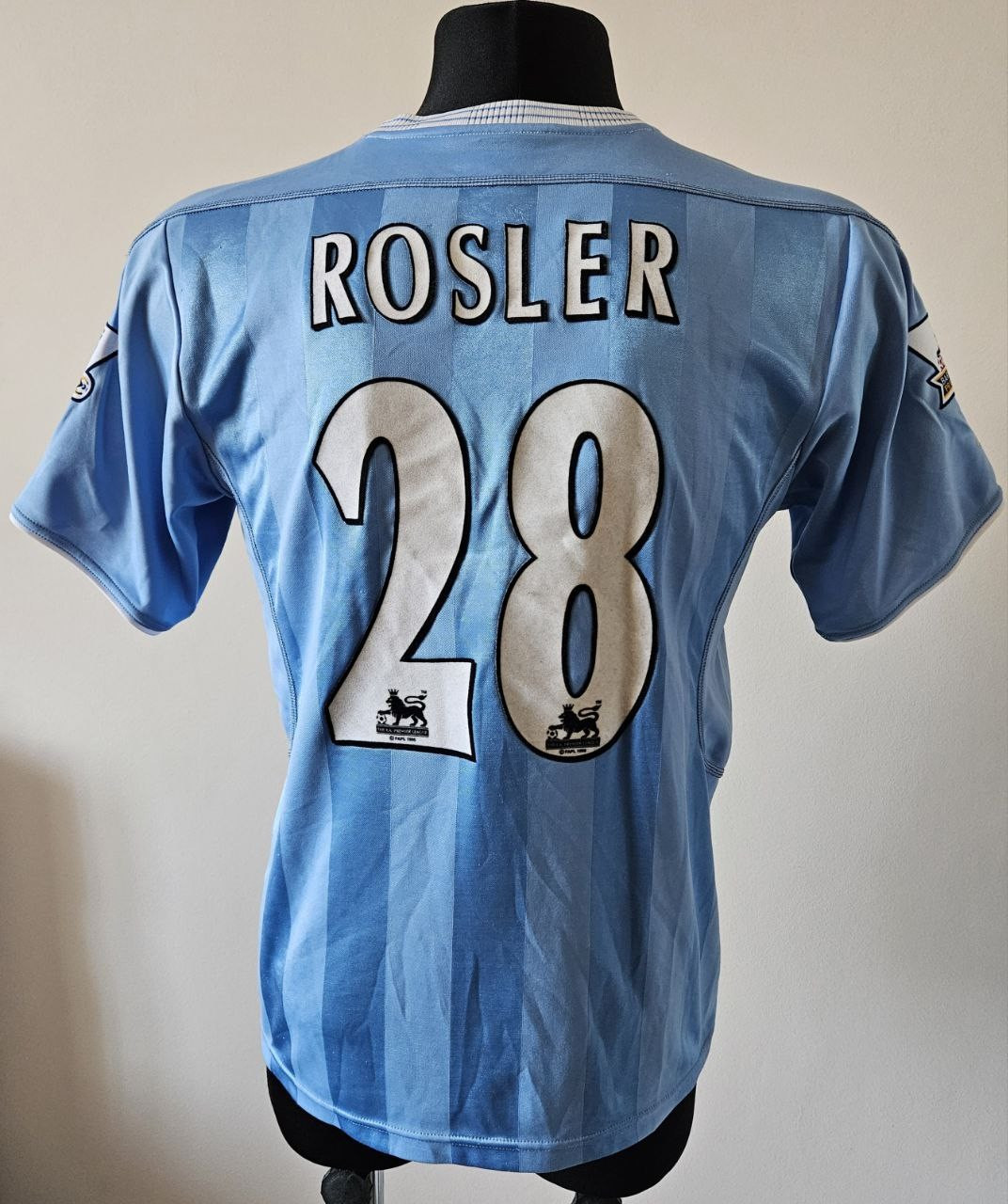 Manchester City 2003 - 2004 Home football Reebok shirt #28 Rosler size Small