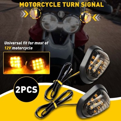2X Mount Smoke Motorcycle Flush LED Turn Signals Light Blinker Amber Indicator