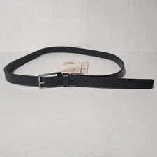 Vegetable Tanned Leather Narrow Belt Adjustable One Size Black