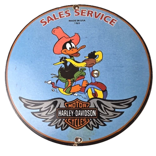 Vintage Harley Davidson Motorcycles Sign - Biker Porcelain Service Gas Pump Sign