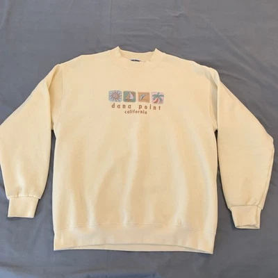 Sudadera Lee De Colección Para Hombre Grande Amarilla Dana Point California Gráfico EE. UU. 90s - Imagen 1 de 4