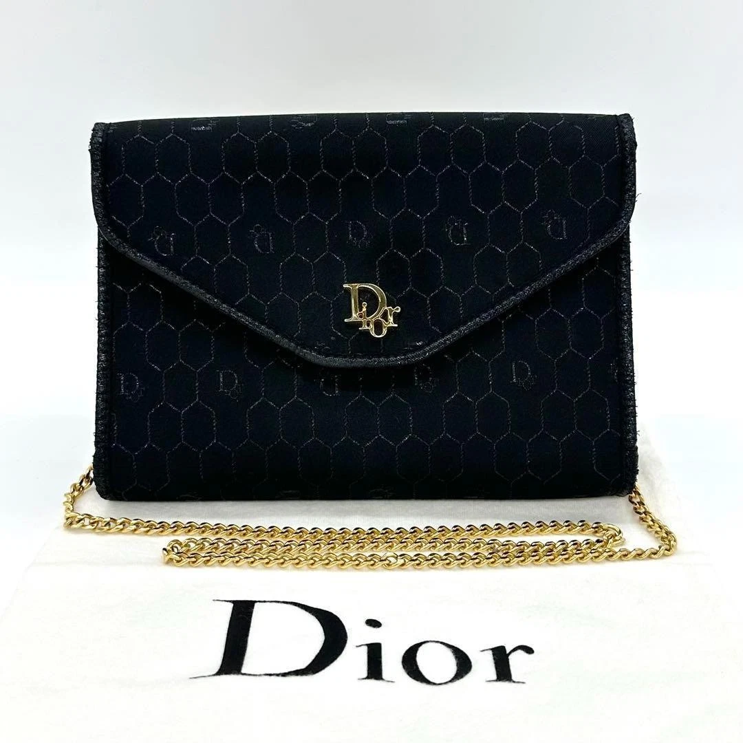 Sac à main bandoulière Christian Dior cuir nid d'abeille nylon noir authentique
