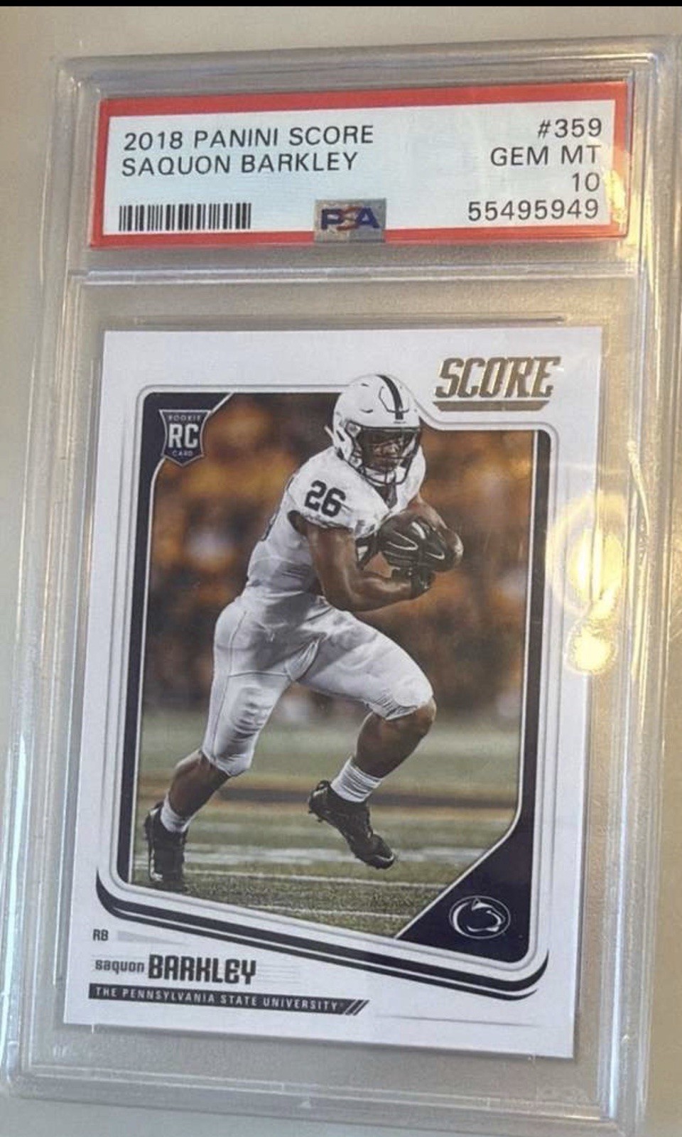 Panini Score 2018 Saquon Barkley Football Rookies #359 RC PSA 10
