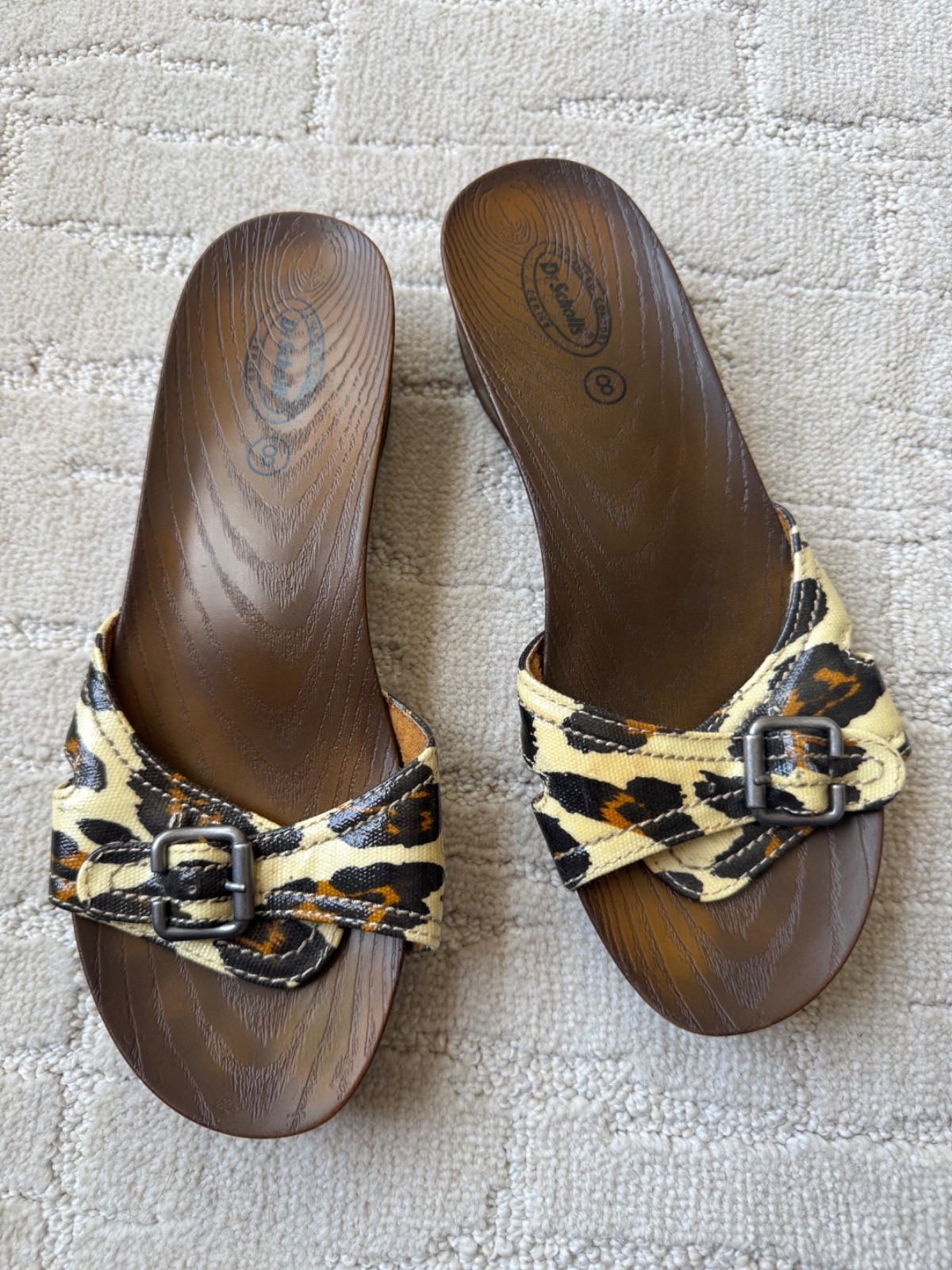 APL Sandali donna Dr Scholls serie Advanced Comfort stampa leopardata finto legno taglia 8