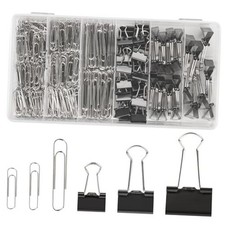 500PCS Paper Clips and Binder Clips Assorted Sizes,Silver Paper Clips  Black