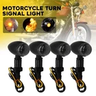 4X Black Motorcycle Turn Signal Lights Mini Bullet Blinker Amber Indicator Light