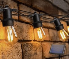 CATENA LUMINOSA LED 10M CON 10 LAMPADINE LUCI CALDE ESTERNE CON PANNELLO SOLARE
